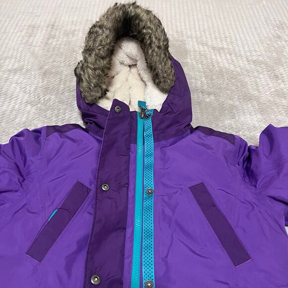LANDS'END Kids Puffer Jacket‎ Lined Hooded Purple Girls Coat Size 10/12 - Picture 4 of 11